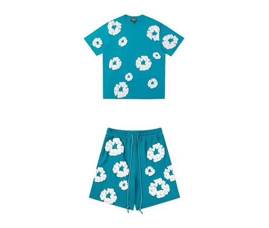 Denim Tears Short Suit Cyan and White