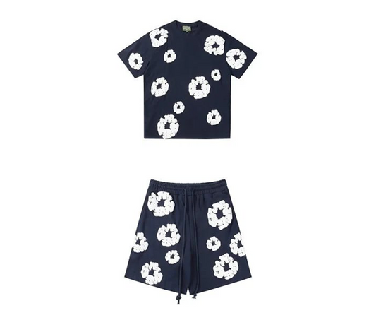Denim Tears Short Suit Dark Blue and White